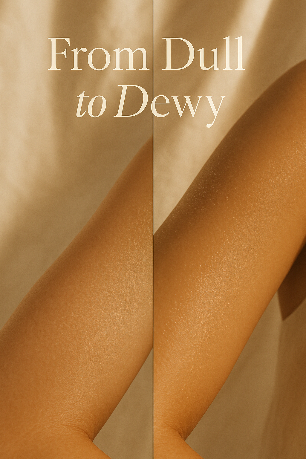 Before and after results showing smoother skin using Villa Floriani Olive Oil Body Spray a natural moisturizing body oil spray.